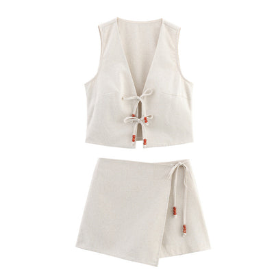 V-Neck Vest & Skirt