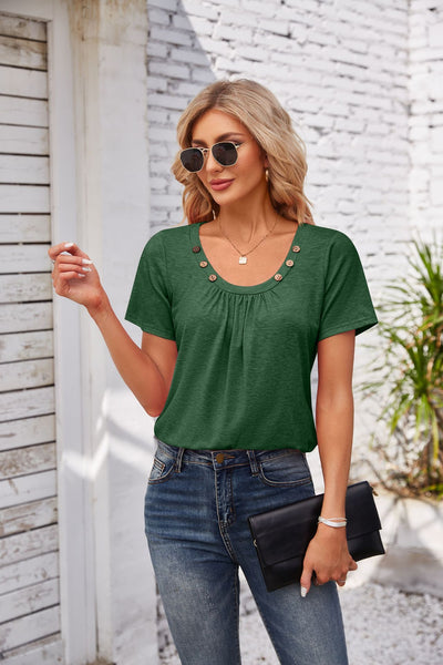 Pleated Short Sleeve Top