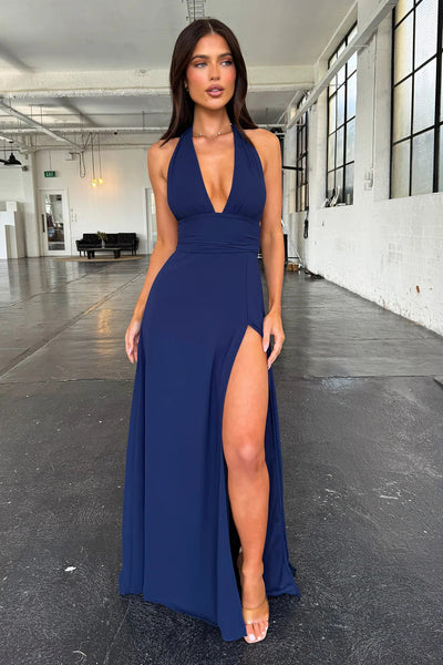 Halter Neck Slit Long Dress – Women - Shé Hauté