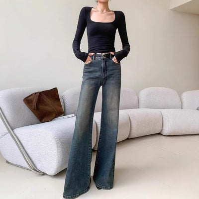 Women's Retro Washed Mop Jeans - Shé Hauté