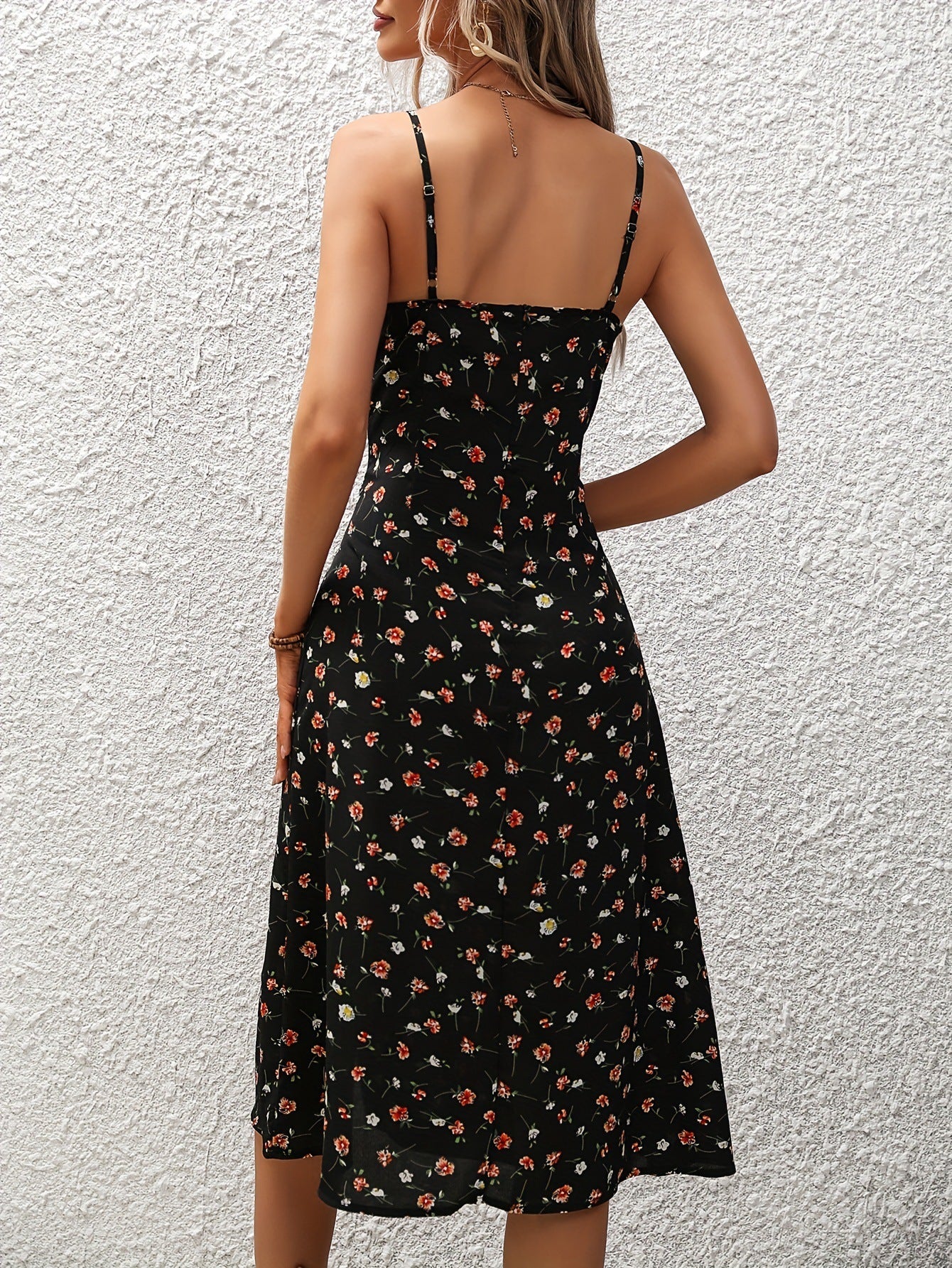 Robe fendue à pois
