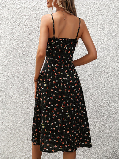 Robe fendue à pois