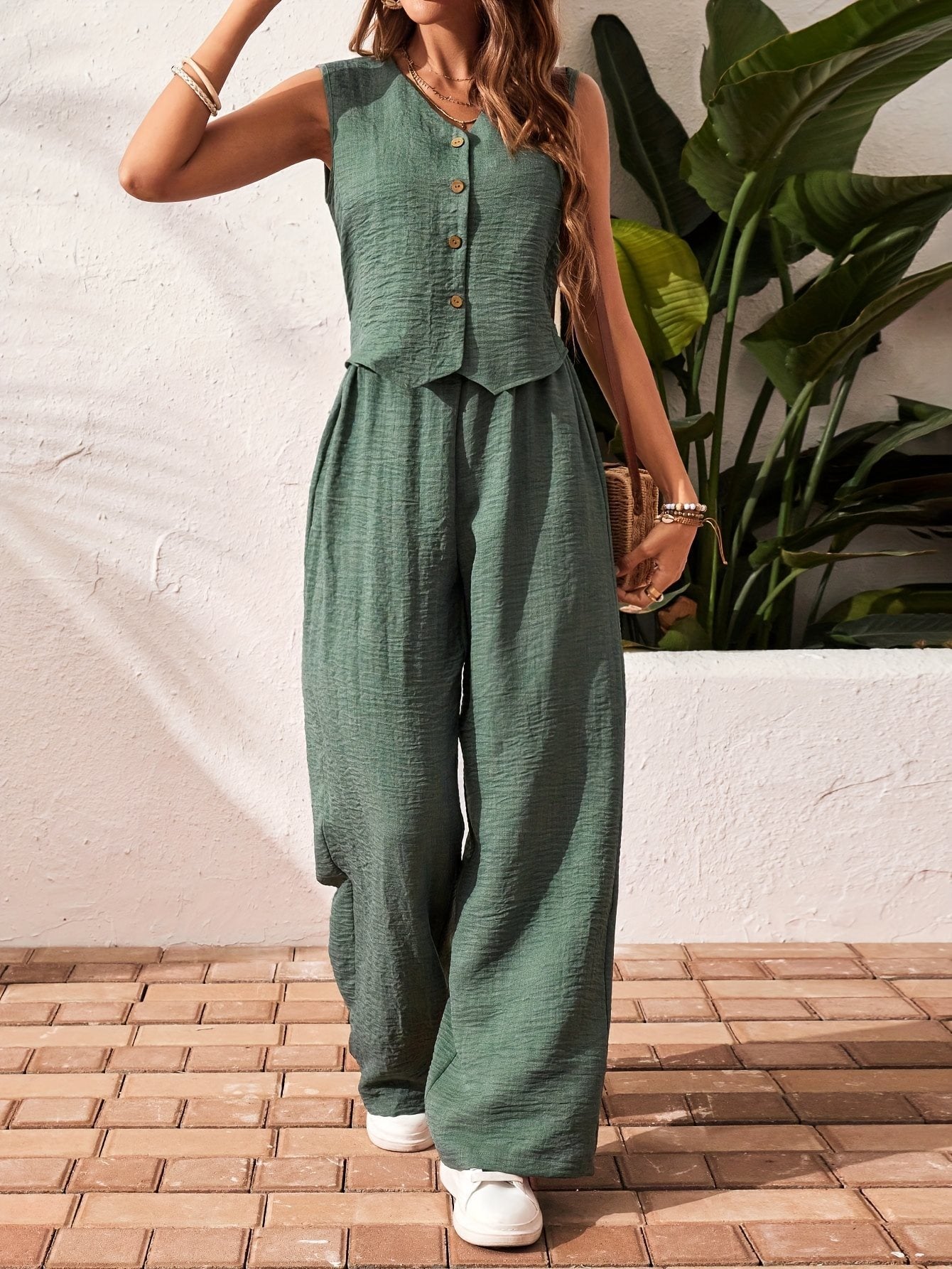 Ensemble gilet et pantalon en tricot