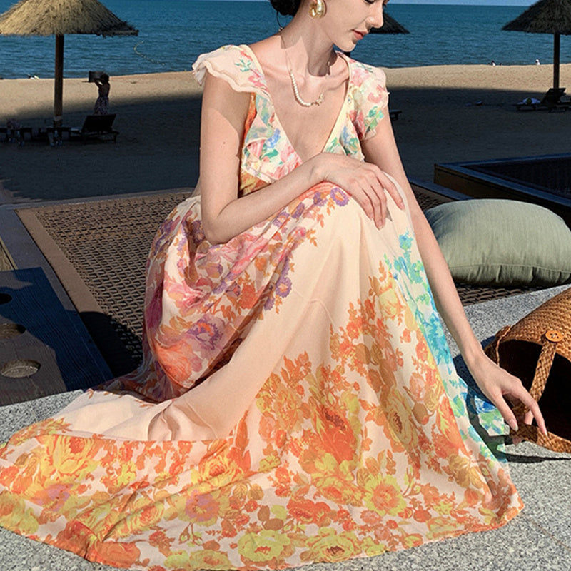 Ruffle Sleeve Beach Dress
