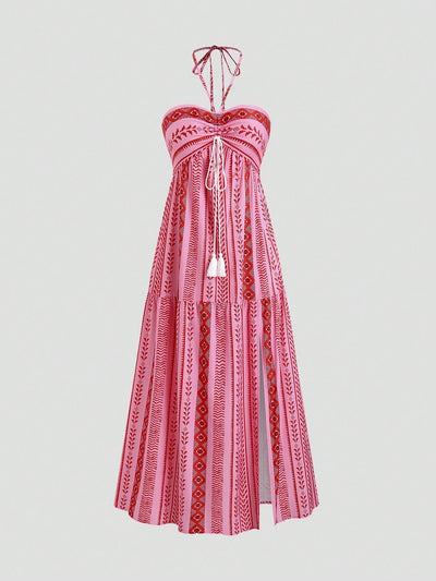 Lace-Up Tube Dress