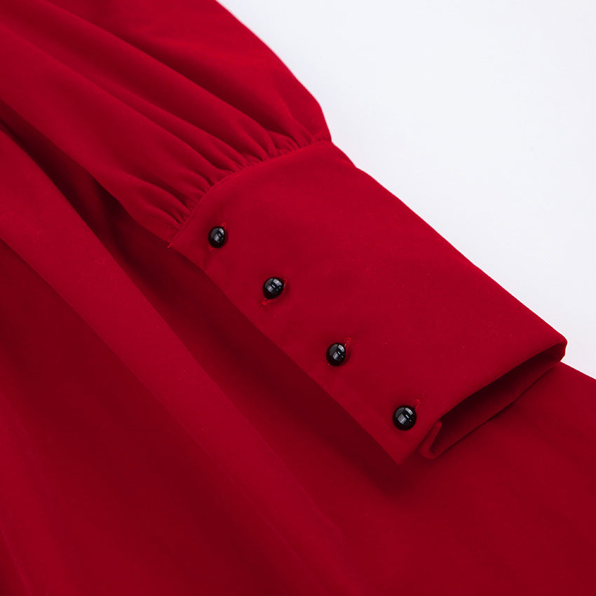Robe trapèze en velours rouge
