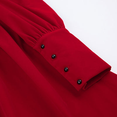 Robe trapèze en velours rouge