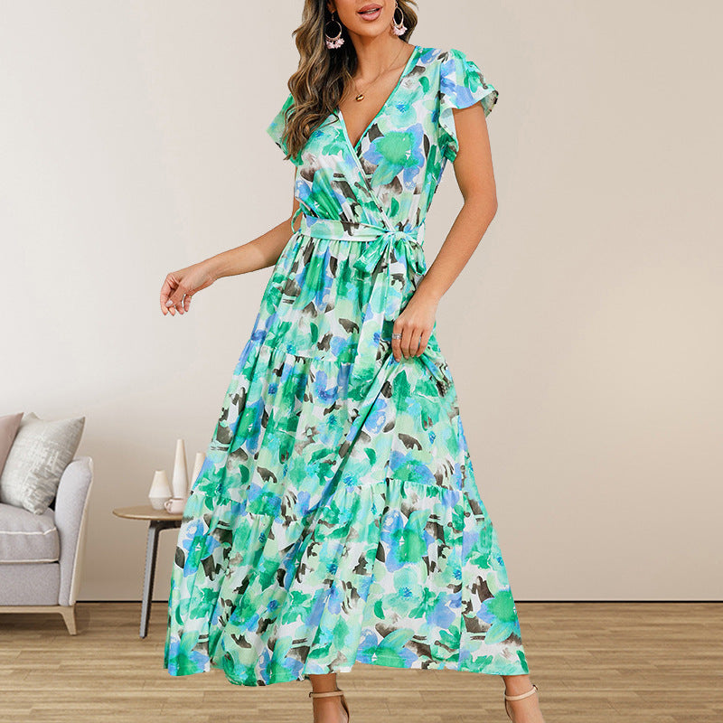 Robe à volants imprimée