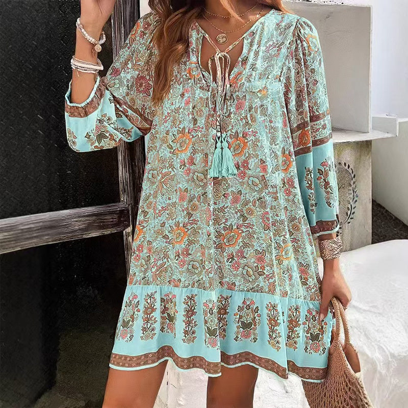 V-Neck Floral Dress - Shé Hauté