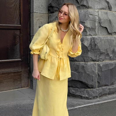 Lace-Up Skirt Set