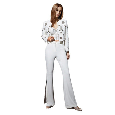 Ensemble pantalon fendu chic