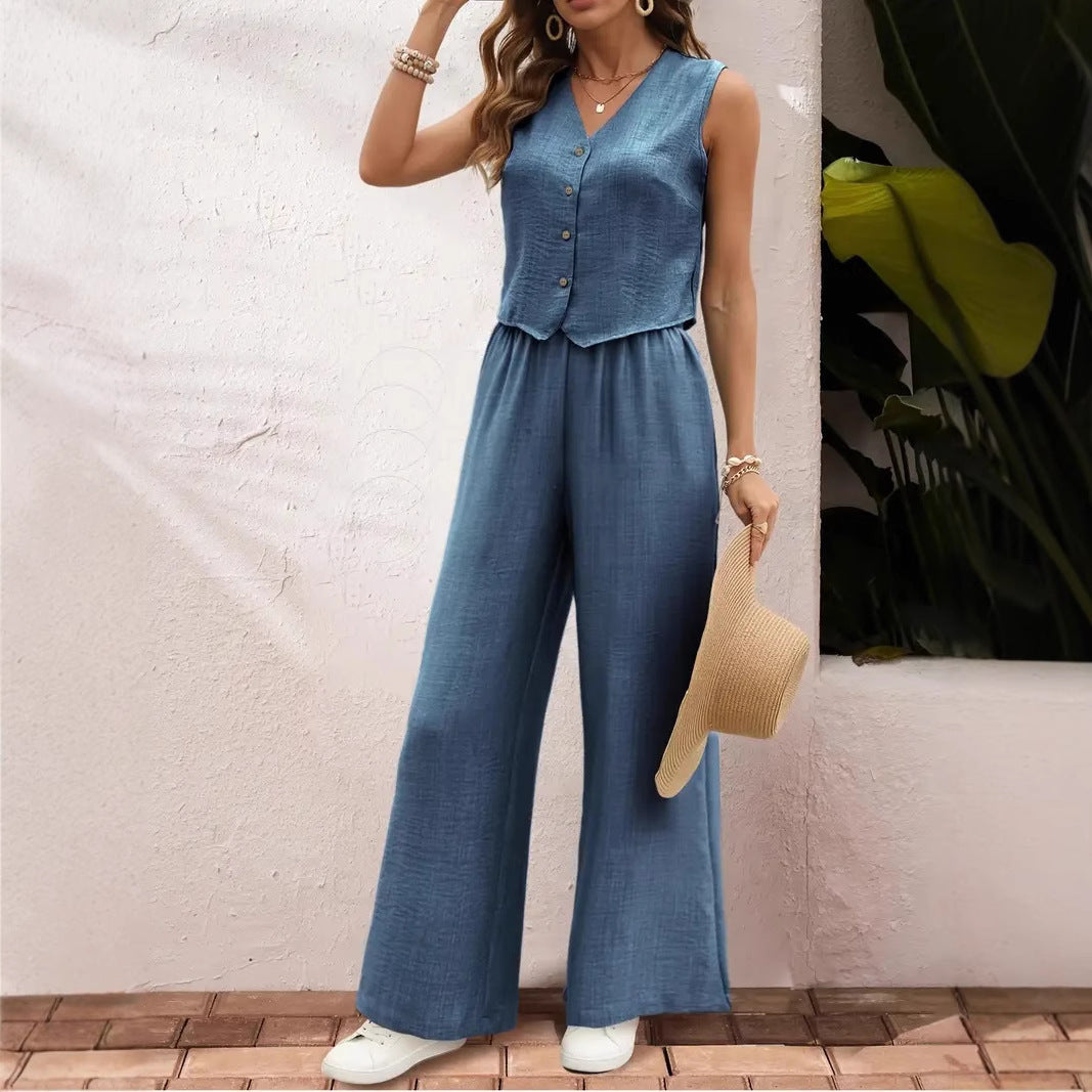 Ensemble gilet et pantalon en tricot