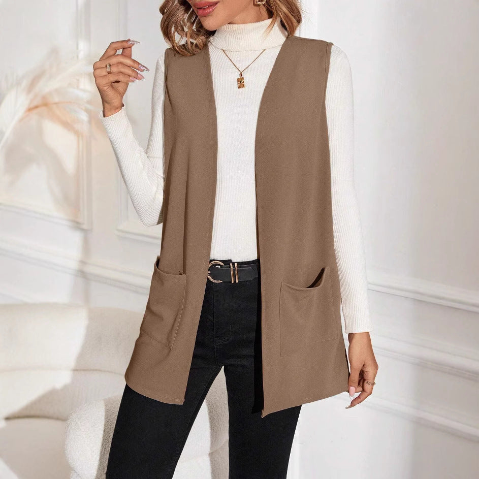 Nouveau cardigan en tricot sans manches