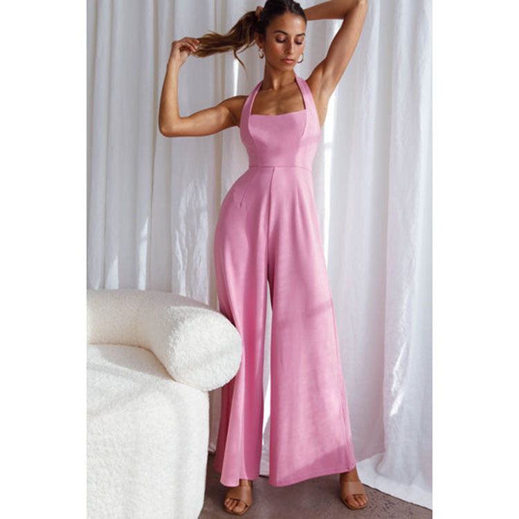 Pure Color Halter Suit