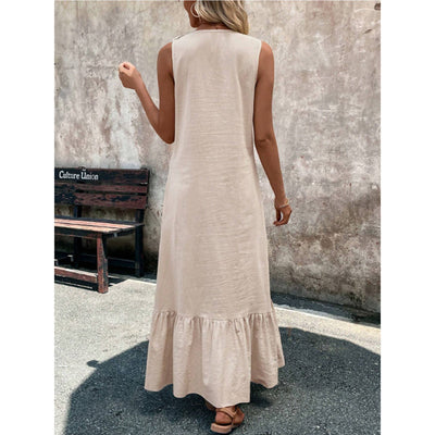 Ruffled V-Neck Maxi