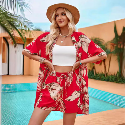 Ensemble de vacances à imprimé feuilles