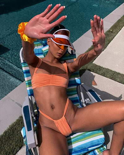 Solid color split bikini swimsuit - Shé Hauté