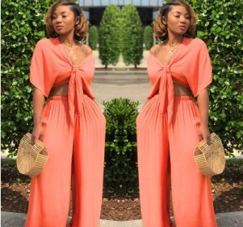 Solid Wide-Leg Suit