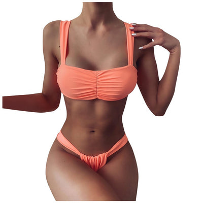 Solid color split bikini swimsuit - Shé Hauté
