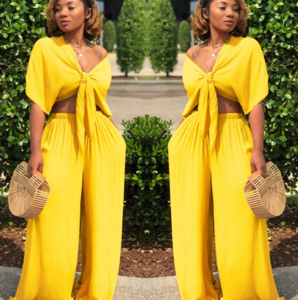 Solid Wide-Leg Suit