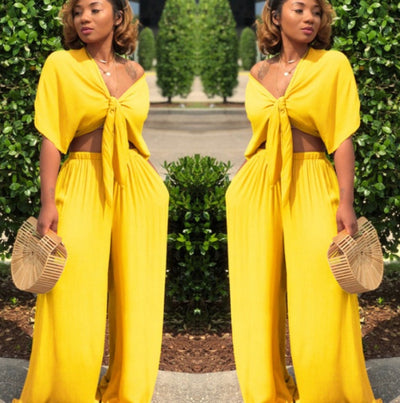 Solid Wide-Leg Suit