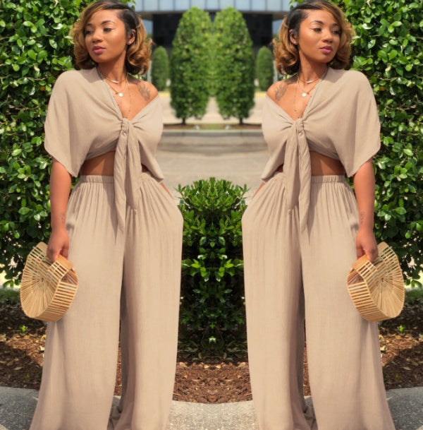 Solid Wide-Leg Suit