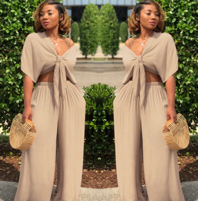 Solid Wide-Leg Suit