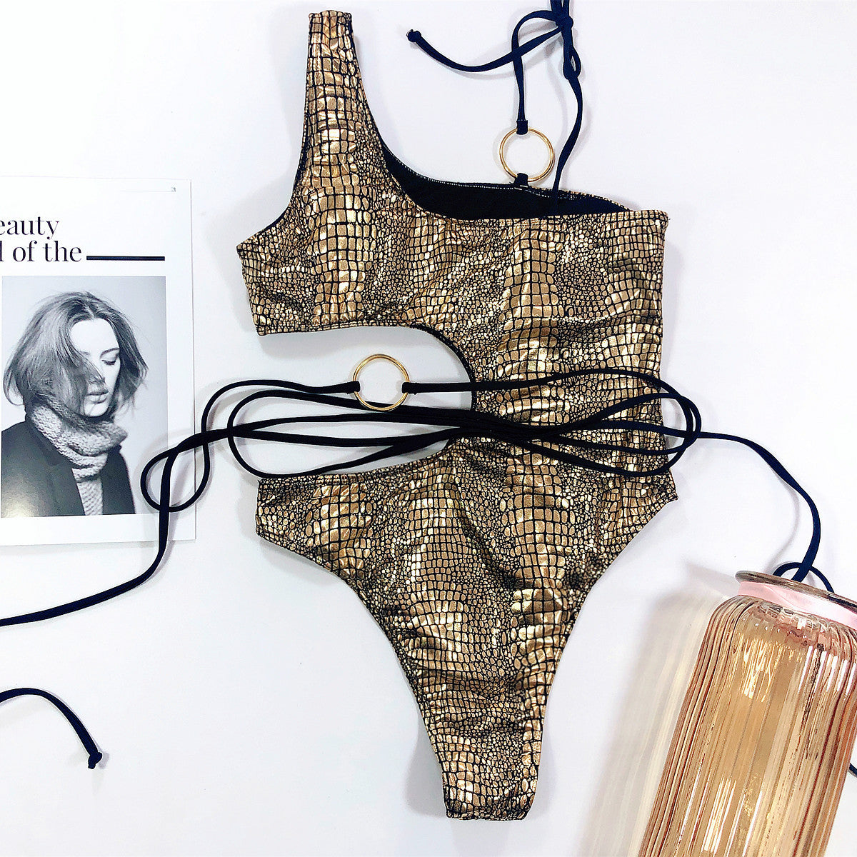 One-shoulder snake bikini - Shé Hauté