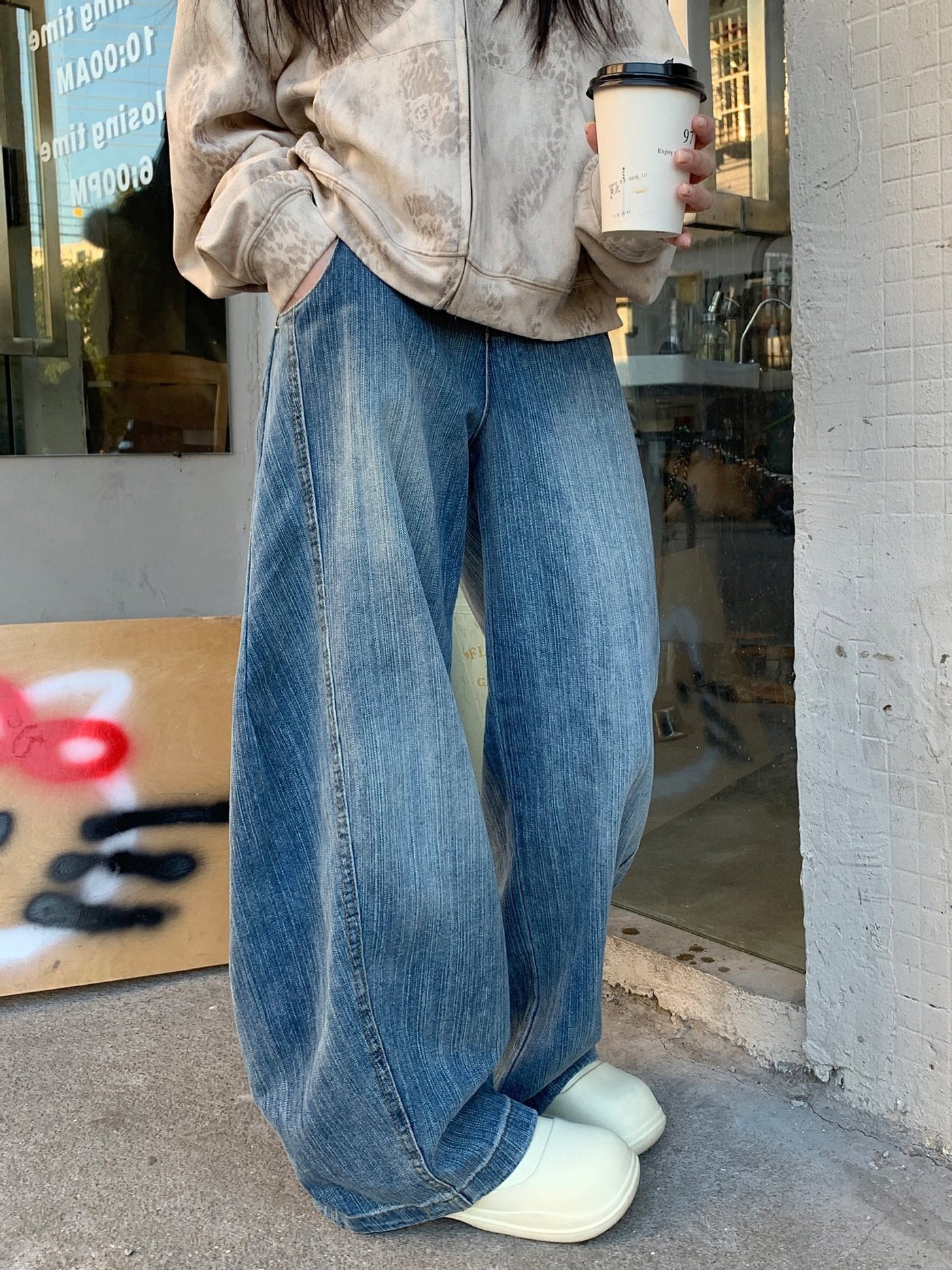 Denim ample délavé