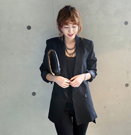 Veste longue noire pour femme