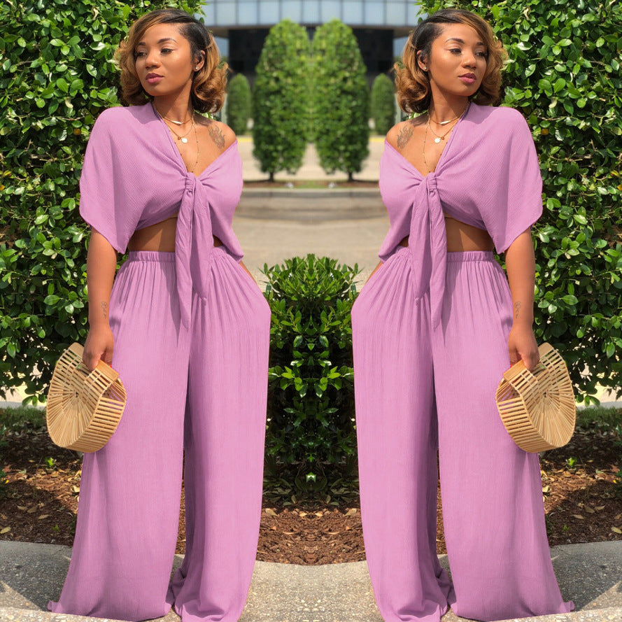Solid Wide-Leg Suit