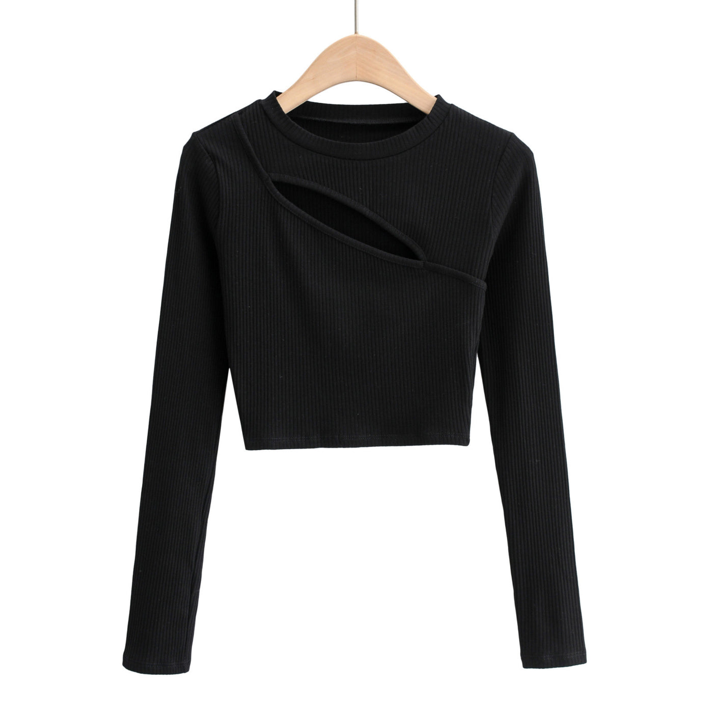 Black Knit Crop Tee