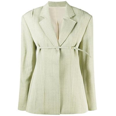 Slim Fit Green Belt Blazer