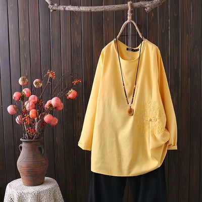 Cotton Linen Embroidered Top