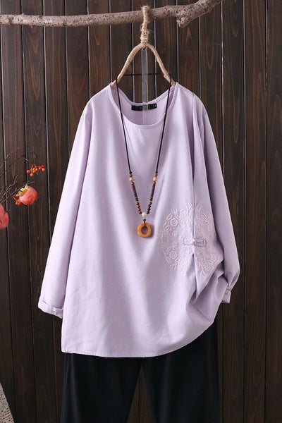 Cotton Linen Embroidered Top