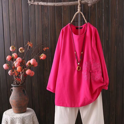 Cotton Linen Embroidered Top
