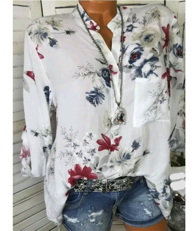 Women's 5XL Print Blusa