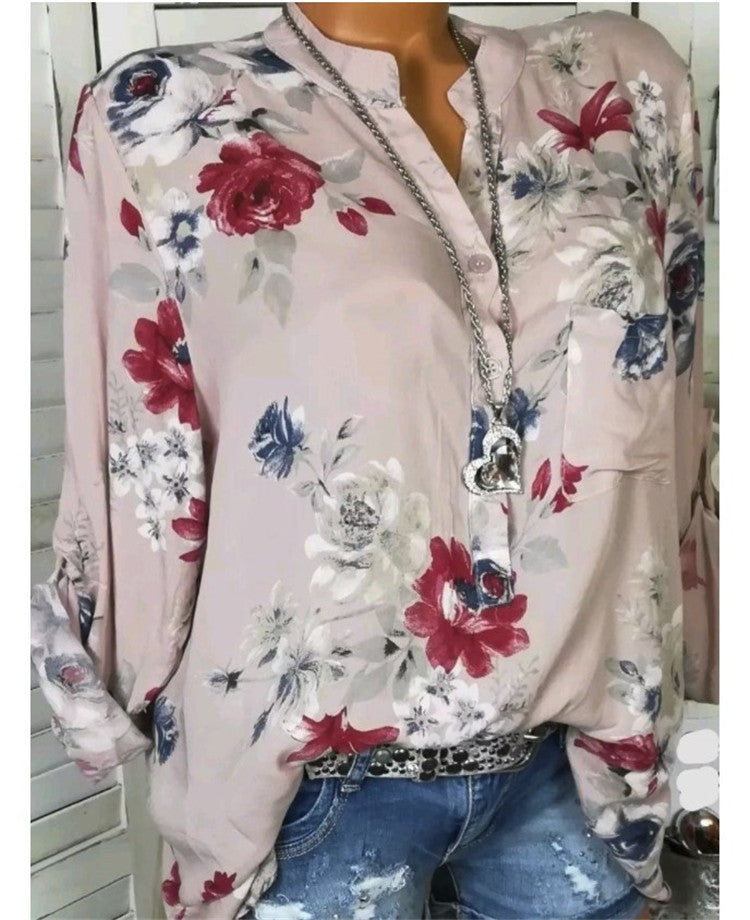 Women's 5XL Print Blusa