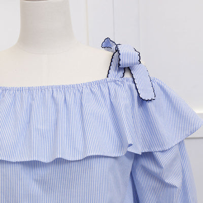Striped Trumpet Sleeve Top
