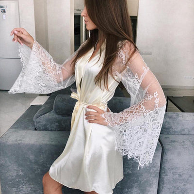 Lace Pajama Robe Set