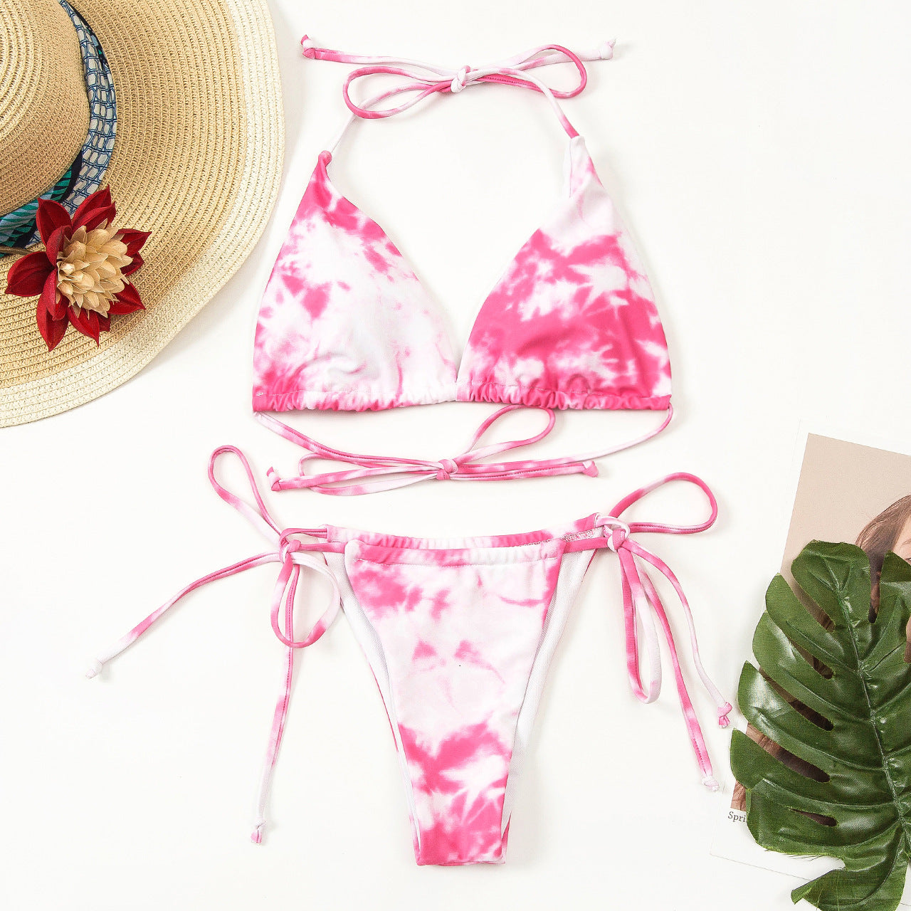 Maillot de bain imprimé bikini fendu pour femme