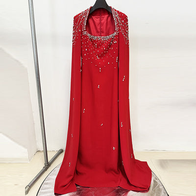 Beaded Shawl Sleeve Gown - Shé Hauté