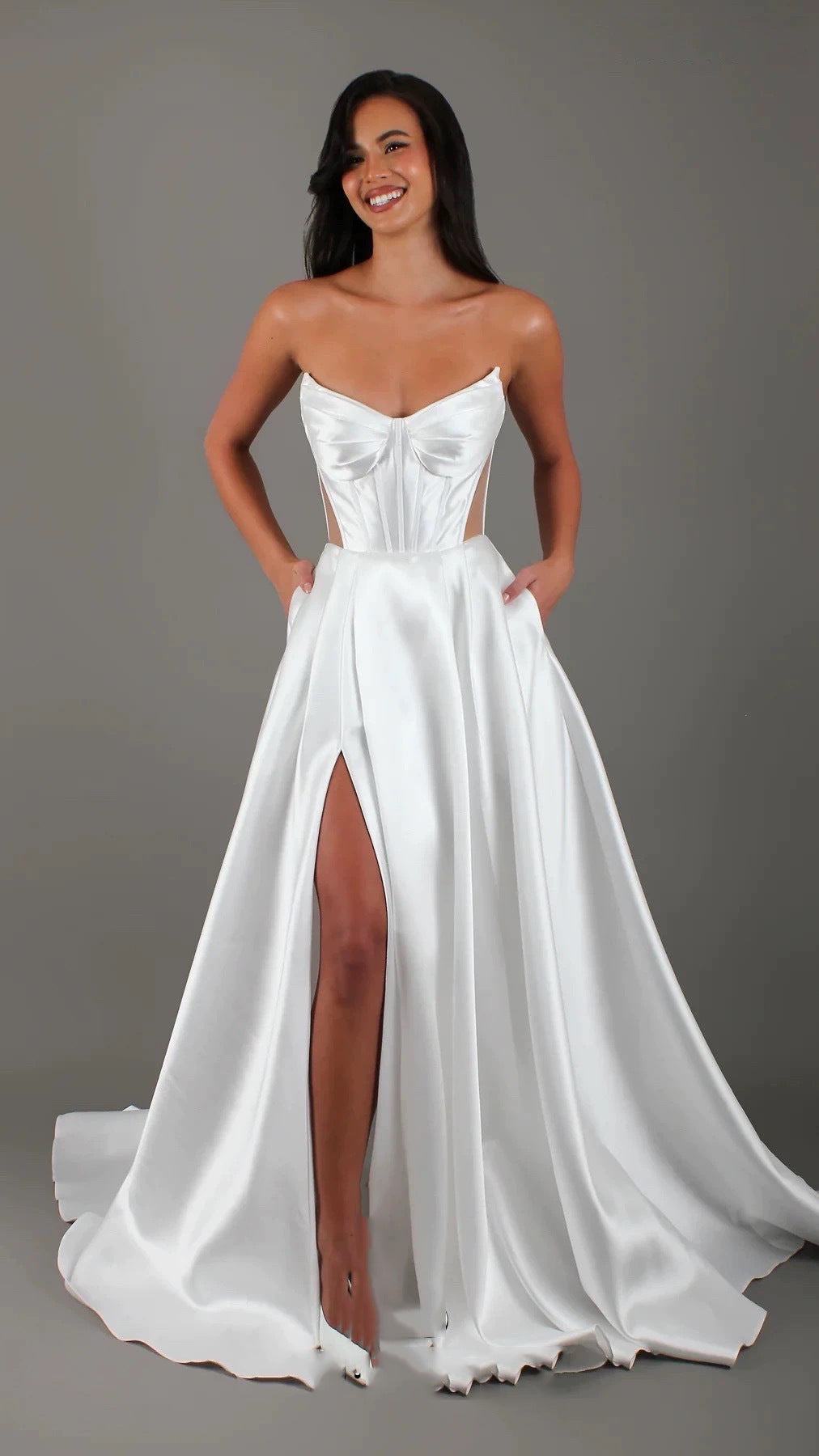White Satin Bandage Gown - Shé Hauté