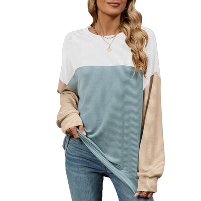 Round Neck Colorblock Top