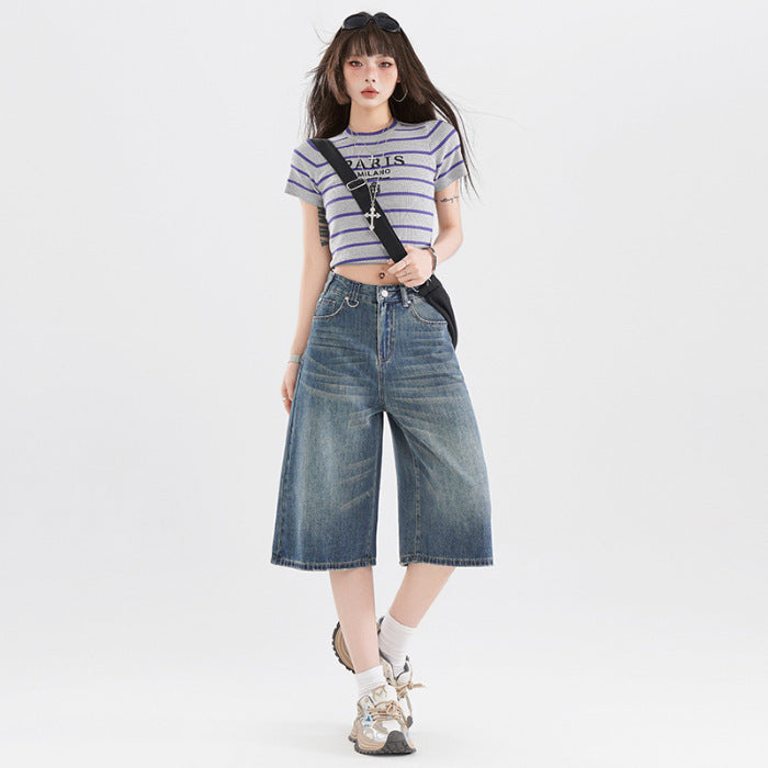 Women's Retro High Street Cropped Jeans - Shé Hauté