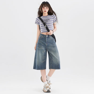 Women's Retro High Street Cropped Jeans - Shé Hauté