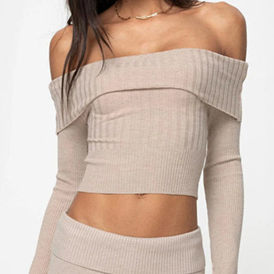 Long Sleeve Knit Crop Top