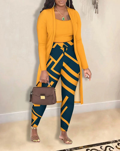 Ensemble 3 pièces avec manteau imprimé