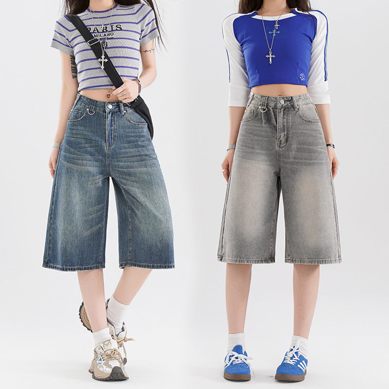 Women's Retro High Street Cropped Jeans - Shé Hauté