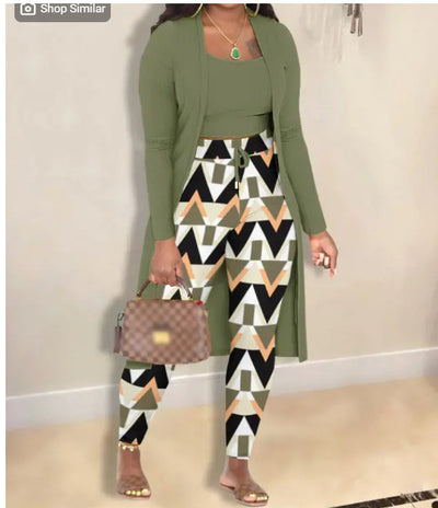 Ensemble 3 pièces avec manteau imprimé